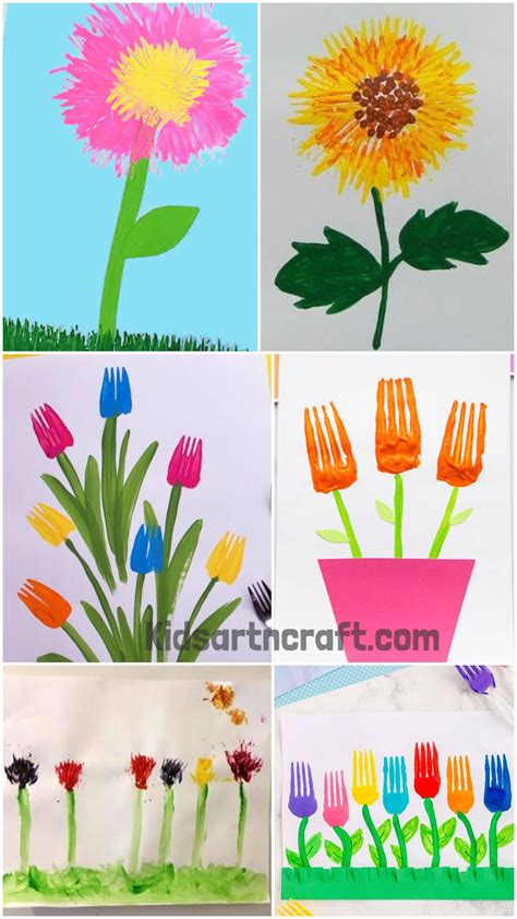 Fork Flower Painting Art Ideas in 2025 | Preschool arts and crafts ...