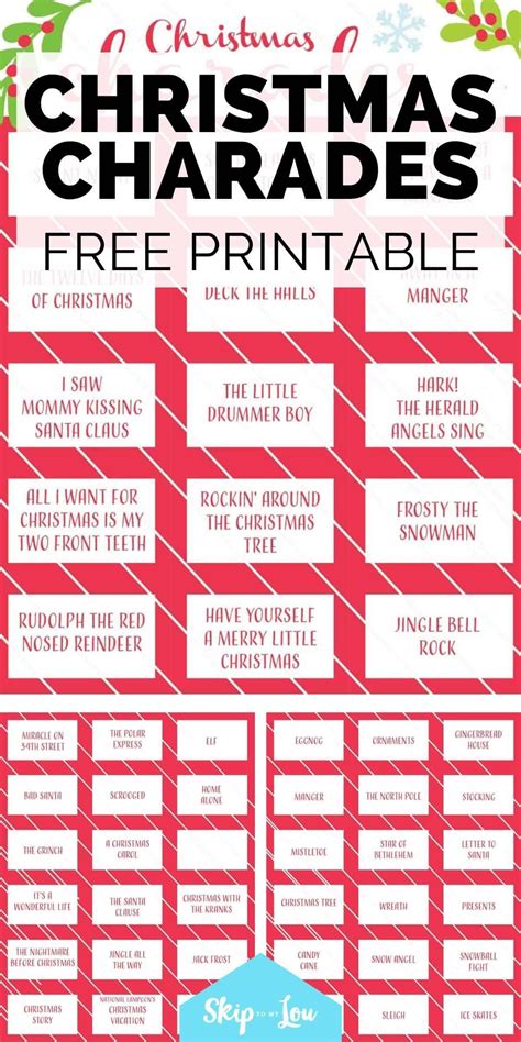 Free Printable Christmas Charades Game - Calendar Productivity Hacks