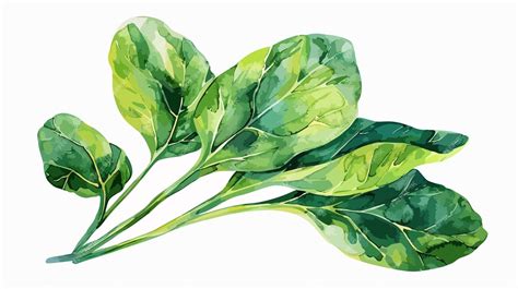 Vibrant Hand Drawn Spinach Watercolor Illustration Underwater | Premium ...