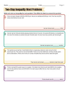 Image result for Two-Step Inequality Word Problems