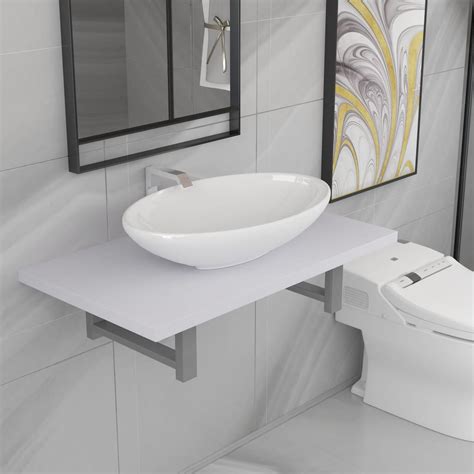 Meuble de salle de bain en deux pièces Céramique Blanc 6 | LesTendances.fr