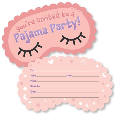 Big Dot of Happiness Pajama Slumber Party - Shaped Fill-In Invitations ...