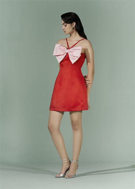 Colour Blocking mini dress with front Bow – ATSU