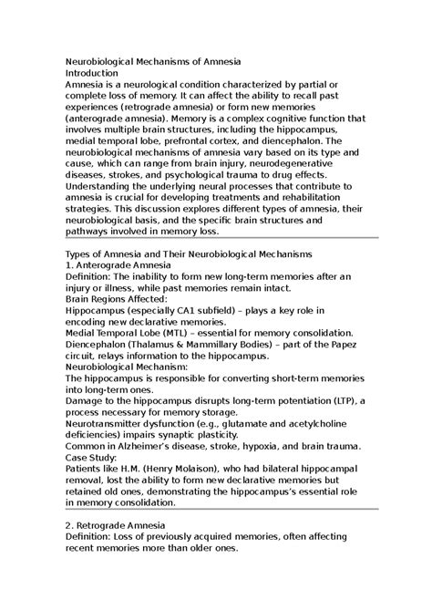 Neurobiological Mechanisms of Amnesia - Neurobiological Mechanisms of ...