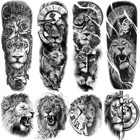 LEOARS Lion Temporary Tattoos Sleeve, 4-Sheet Large Fake India | Ubuy