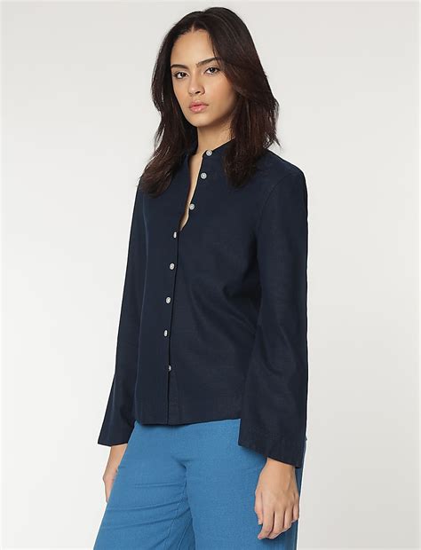 Buy Linen Rich Spread Collar Shirt at Marks & Spencer