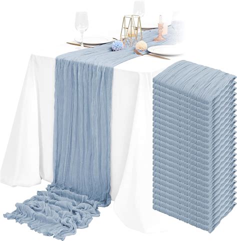 Amazon.com: 24 Packs 10Ft Blue Cheesecloth Table Runner, Dusty Blue ...