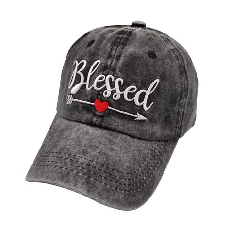 Women's Embroidered Blessed Hat, Distressed Gym Dad Hats Thankful Faith ...