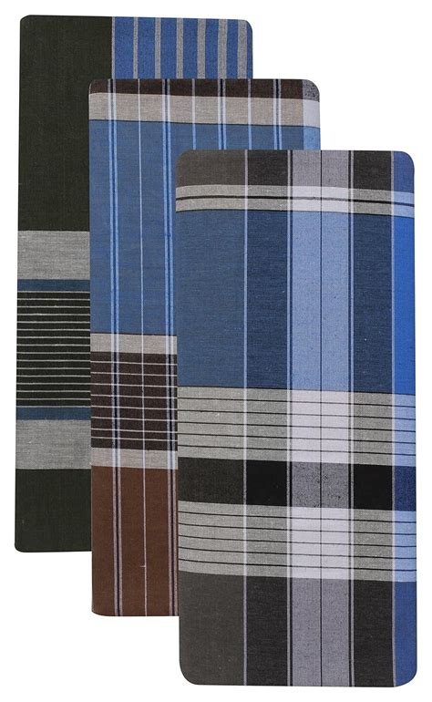 JD Men's Cotton Lungi, Pack of 3 (Multi-Coloured, 2.10 Meter) : Amazon ...