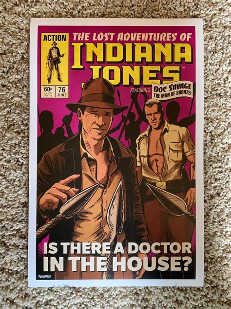 Vintage Indiana Jones Comic Cover Art Tribute Featuring Doc Savage Man ...