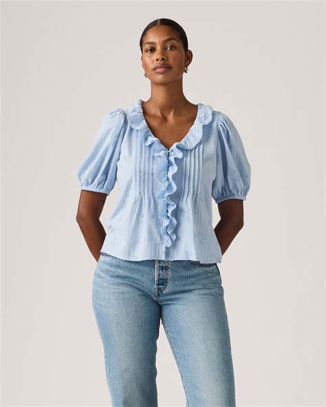Giselle Ruffle Blouse - Blue | Levi's® FI