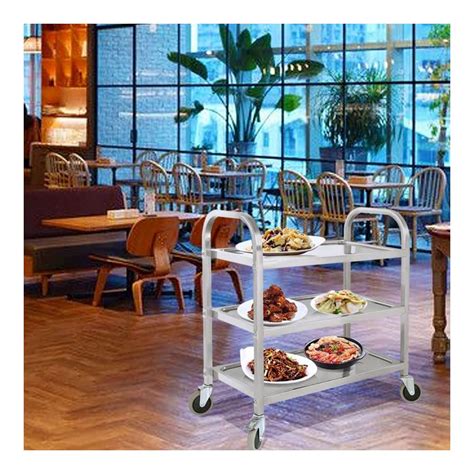 Buy 3 Tier Catering Stainless Steel Kitchen Trolley 72x40x82CM Storage ...