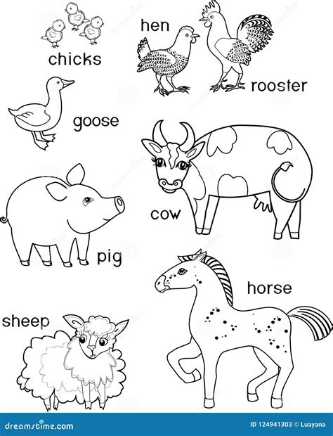 Cartoon Farm Animals Coloring Pages