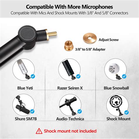 Mic Arm Desk Mount(Longer)for Blue Yeti/Snowball/Shure SM7B/MV7＆Other ...