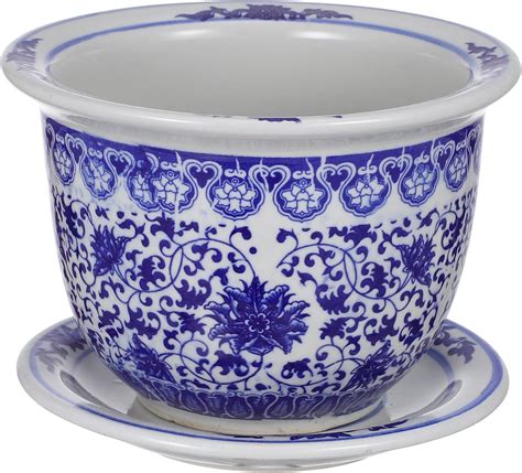 Amazon.com: BESPORTBLE Blue and White Porcelain Decorative Flower Pot ...