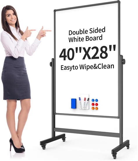 Amazon.com : Rolling Whiteboard 40x28 Inches - Adjustable Height ...