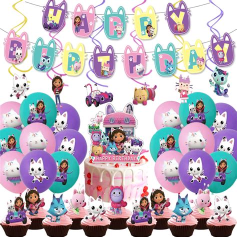 Buy Gabby's Dollhouse Birthday Party Decorations 64 PCS Gabby Dollhouse ...