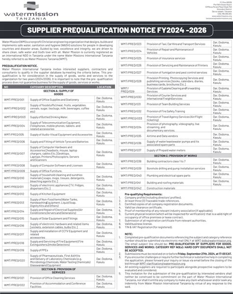 Job - Provision Of Repair And Maintenance Of Vehicles at Water Missions ...