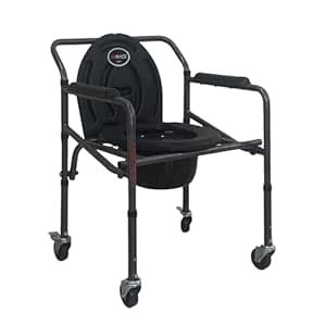 ANRACE Height Adjustable Commode Wheelchair AN696 - Heavy Duty ...