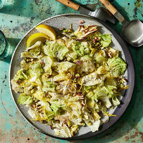 Roasted Savoy Cabbage with Pistachios & Lemon