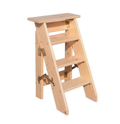 Buy Folding Ladders Shelf Wood Step Ladders 4 Step Lightweight Foldable ...