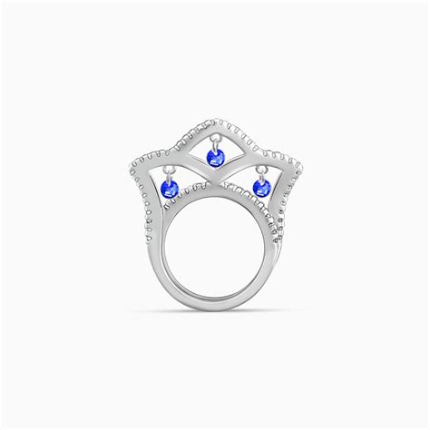 Silver Blue Regal Crown Ring – GIVA