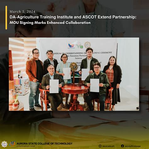 DA Agriculture Training Institute and ASCOT Extend Partnership: MOU ...