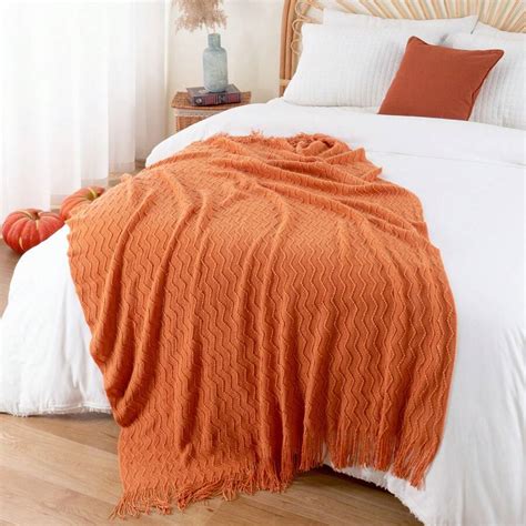 Burnt Orange Throw Blanket For Couch, Decorative Fall Throw Blanket ...