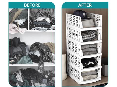 Vivatra Large Size Foldable Plastic Wardrobe Organizer with Stack-able ...