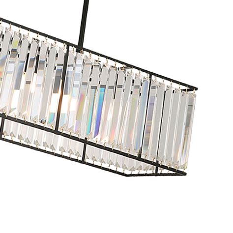 Oukaning 4-Light 33.5-in Black Rectangular K9 Crystal Adjustable Modern ...