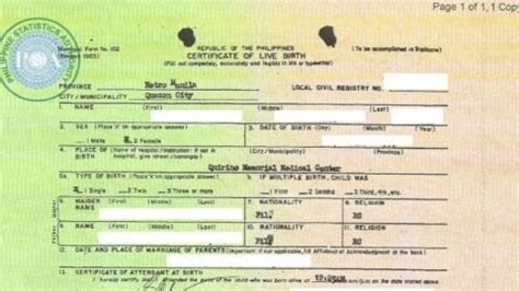 Image result for PSA Birth Certificate Example