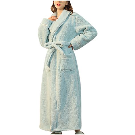 Hvyesh Winter Robe for Women Thick Thermal Full Length Bathrobe Fuzzy ...