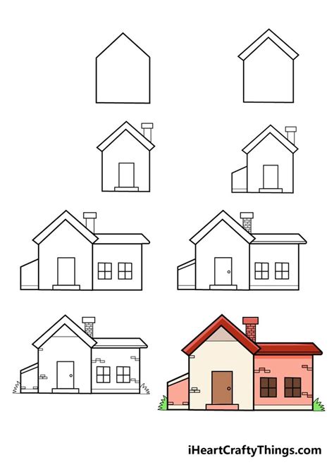 Simple house drawing, House drawing, Easy drawings