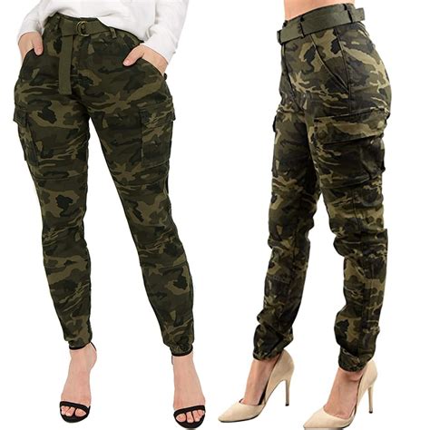 AXXD Women's High Waist Slim Fit Camouflage Cargo Jogger Pants with ...