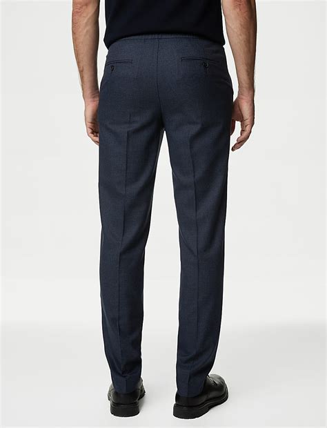 Buy Tailored Fit Half-Elasticated Waist Trousers at Marks & Spencer