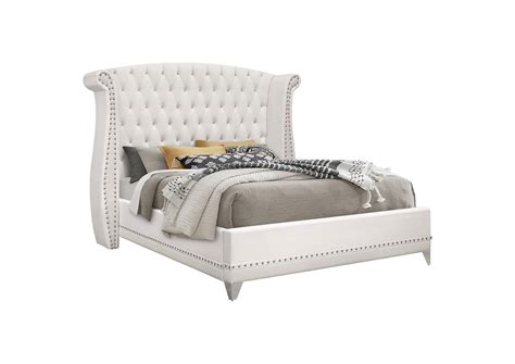 Barzini Upholstered Eastern King Wingback Bed White