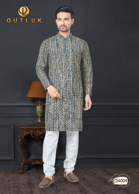 outluk wedding collection vol 24 readymade lakhnowi work mens kurta ...