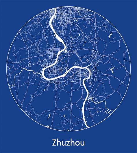 Stadtplan Zhuzhou China Asien Blaupause runde Kreisvektorillustration ...