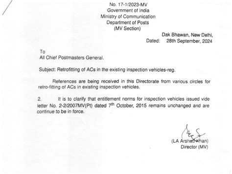 DOP Directorate Clarification regarding fitting of ACs in the existing ...
