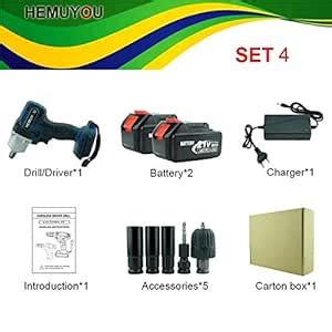 Buy RVS 21V Brushless Electric Wrench Lithium-Ion Battery Impact ...