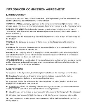 Introducer Commission Agreement Template - Fill and Sign Printable ...