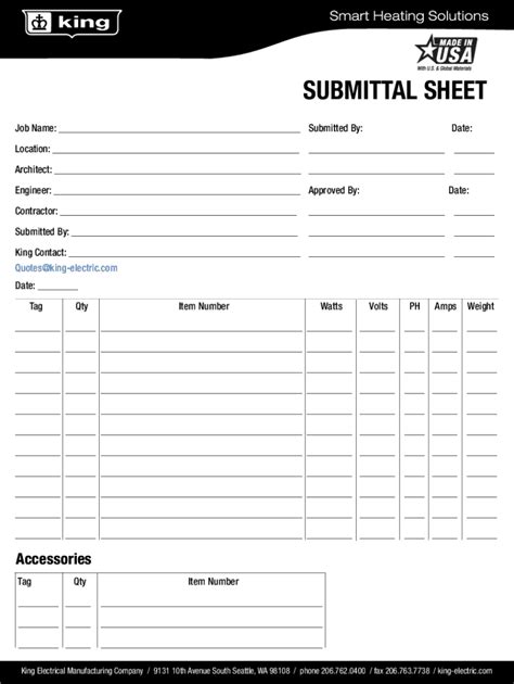 Fillable Online King Electrical - SUBMITTAL SHEET Fax Email Print ...