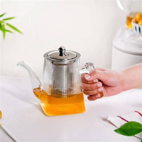 Fluted Glass Kettle 700ml Online - Premium Tea Pot | Nestasia