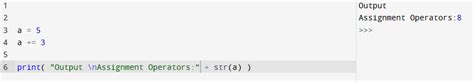 Image result for Example for Assignment Operator in Python