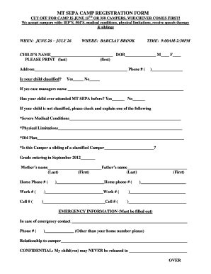 2012-2026 NJ MT SEPA Camp Registration Form - Monroe Township - Fill ...