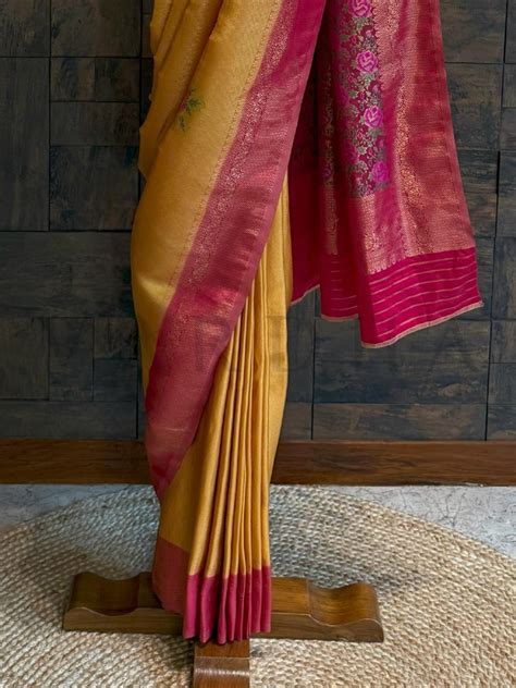 Mustard Yellow Kalamkari Art Silk Saree with Woven Zari – House of Vardha