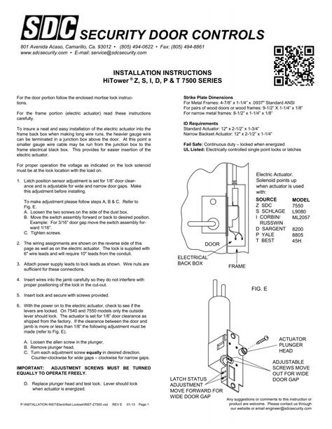 Installation - SDC Security Door Controls