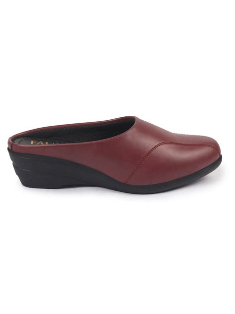 Buy Women Maroon Formal Back Open Wedge Heel Slip On Mule