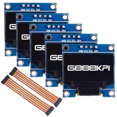 GeeekPi 5PCS 0.96 Inch OLED Module 12864 128x64 White Driver IIC Serial ...
