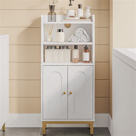 Mercer41 Bathroom Storage Cabinet, Small Floor Cabinet with 2 Door and ...